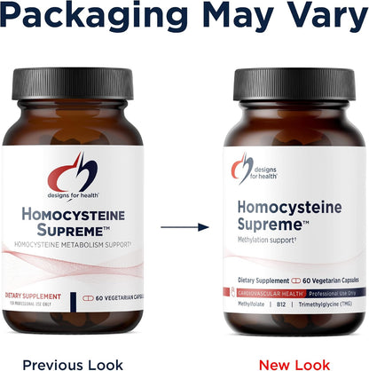 Designs for Health Homocysteine Supreme - Methylated B Vitamins with Riboflavin, B6, B12, Folate, L-Serine & TMG for Brain Support and Heart Health - Methylated Multivitamin (60 Capsules)