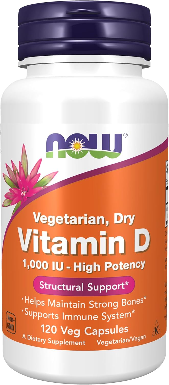 NOW Foods Vitamin D 1000 IU Vegetarian Capsules - 120 Capsules - görsel 1