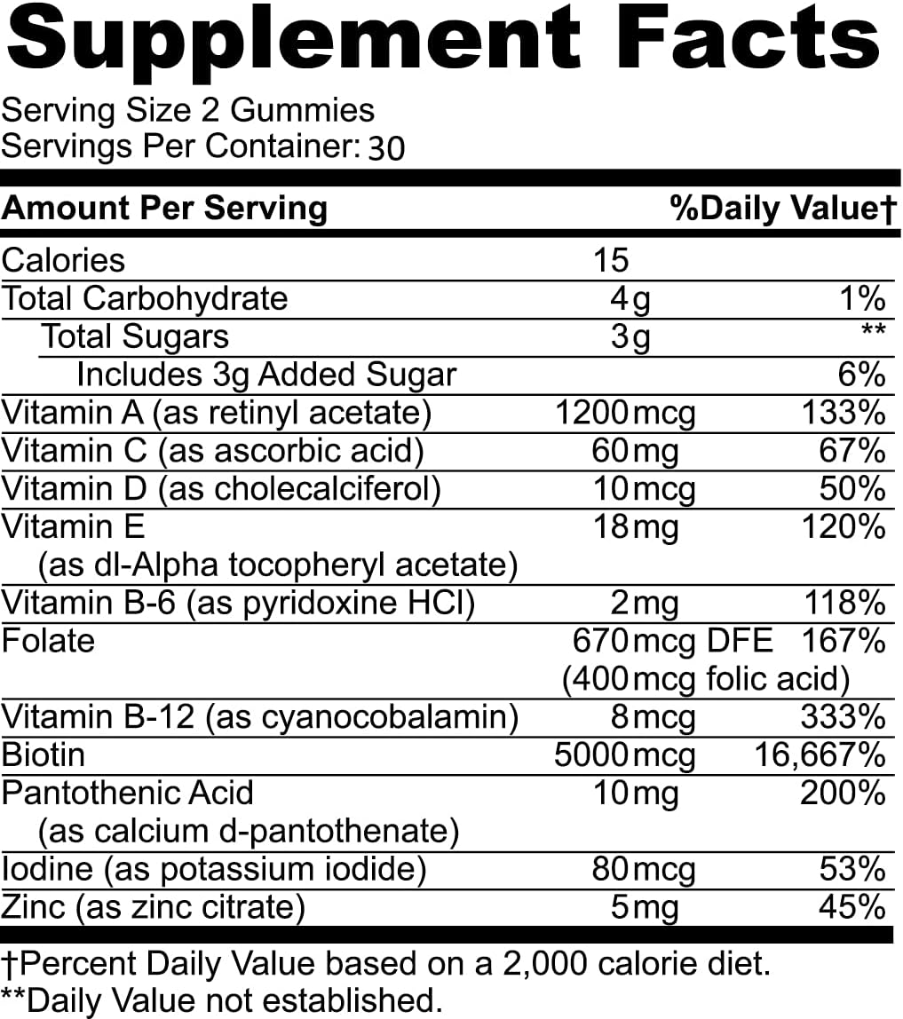 Katherine & Clark Panto Gold Vitamin B5 Pantothenic Acid Gummies for Acne - Hair Skin and Nails - Biotin, Zinc, Folic Acid - 60 Count - görsel 5