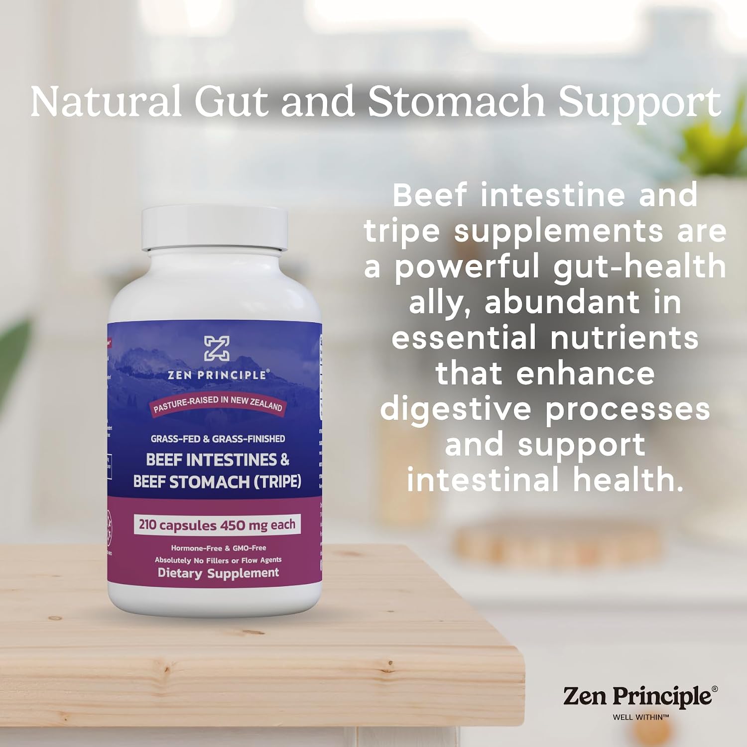 Zen Principle Grass-Fed Beef Intestines with Stomach (Tripe) Supplement - 210 Capsules - görsel 4