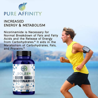 Pure Affinity B3 Nicotinamide 500 mg – Flush-Free Niacin, 100 Capsules