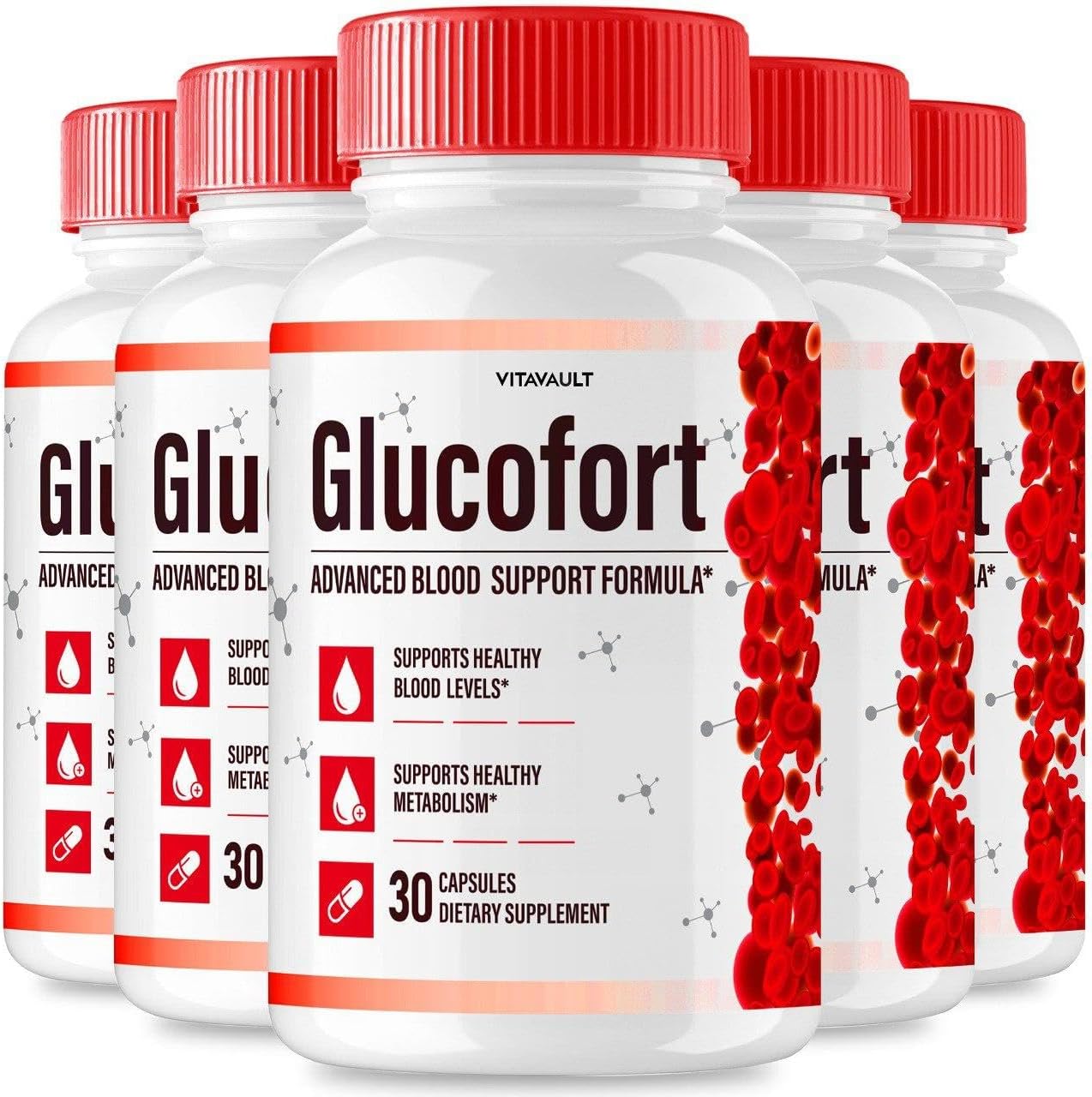 (5 Pack) Glucofort, Max Advanced Blood Support Formula Capsules - görsel 1