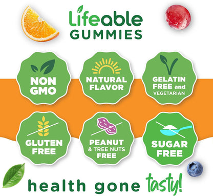 Lifeable Sugar Free Vitamin B12 Gummies - 1000 mcg - Strawberry Flavour - 90 Gummies