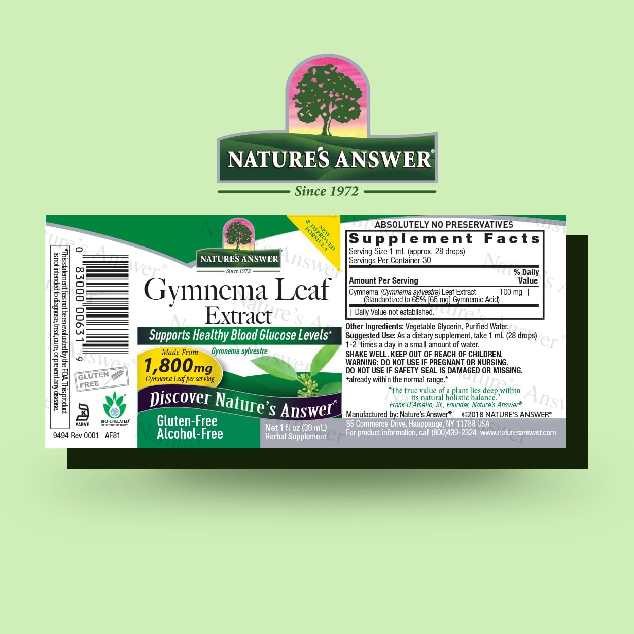 Nature's Answer Alcohol-Free Gymnema Leaf Extract, 1 fl oz - görsel 2