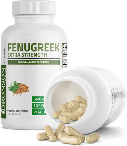 Bronson Extra Strength Fenugreek Seed Powder Capsules, 150 Capsules