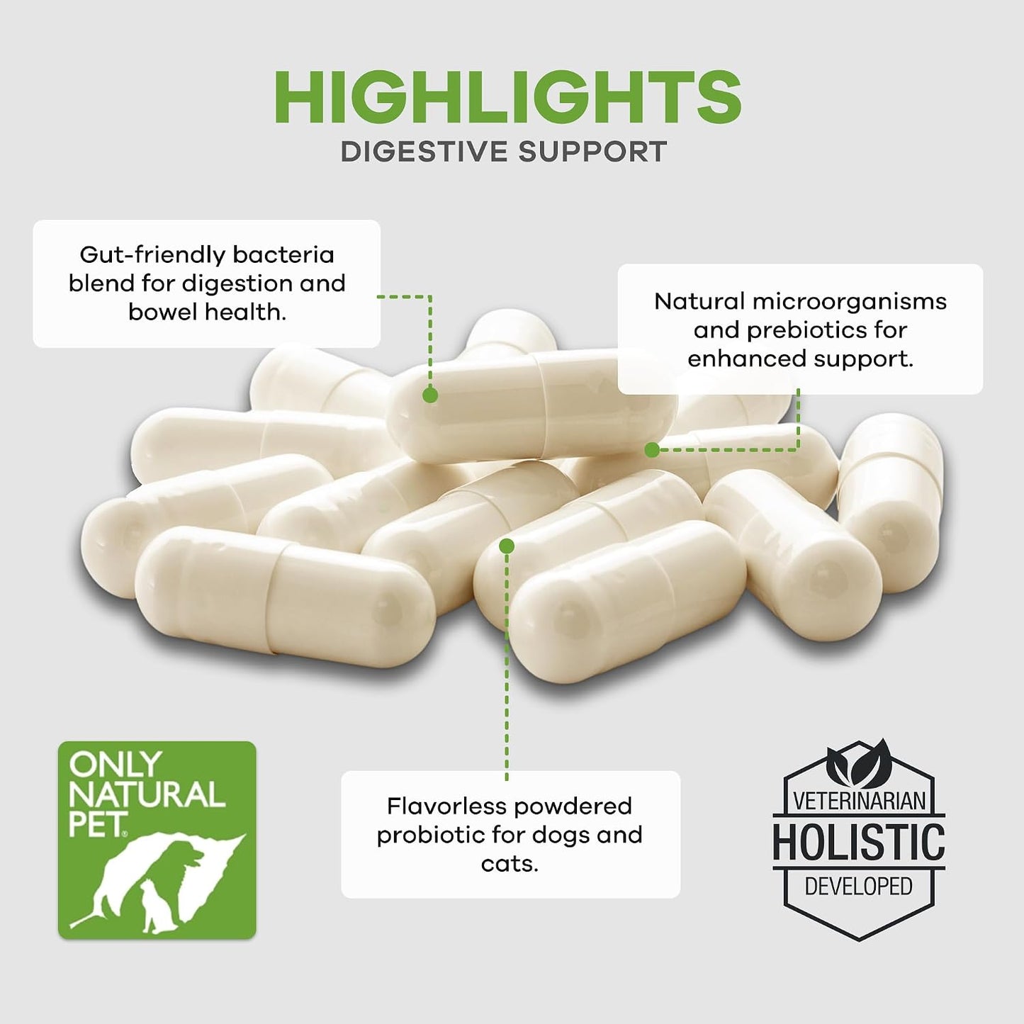 Only Natural Pet Probiotic for Dogs and Cats - Digestive & Intestinal Tract Health - 90 Capsules - görsel 5