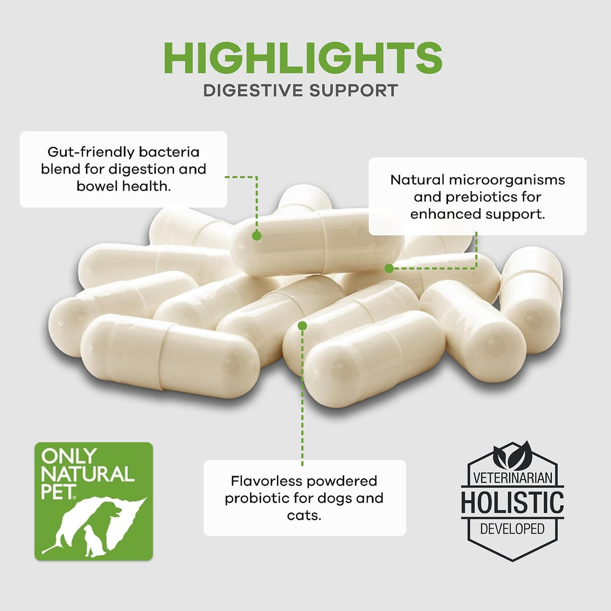 Only Natural Pet Probiotic for Dogs and Cats - Digestive & Intestinal Tract Health - 90 Capsules - görsel 5