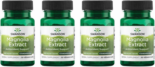 Swanson Magnolia Bark Herbal Supplement – 200mg, 30 Veggie Capsules (4-Pack)