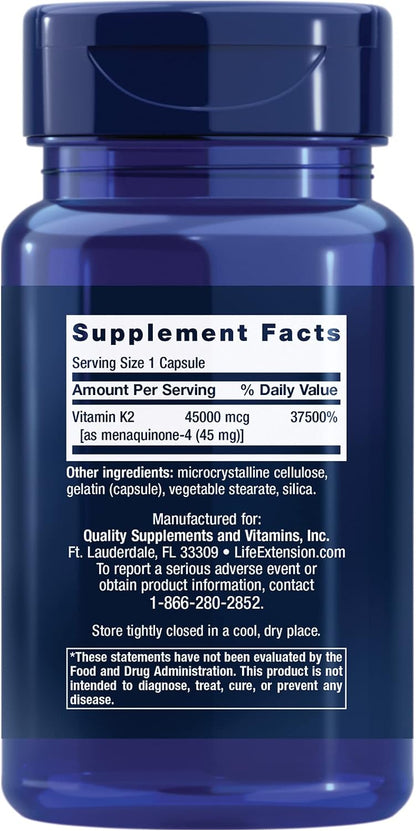 Life Extension Mega Vitamin K2 High Potency, 45 mg, 30 Capsules