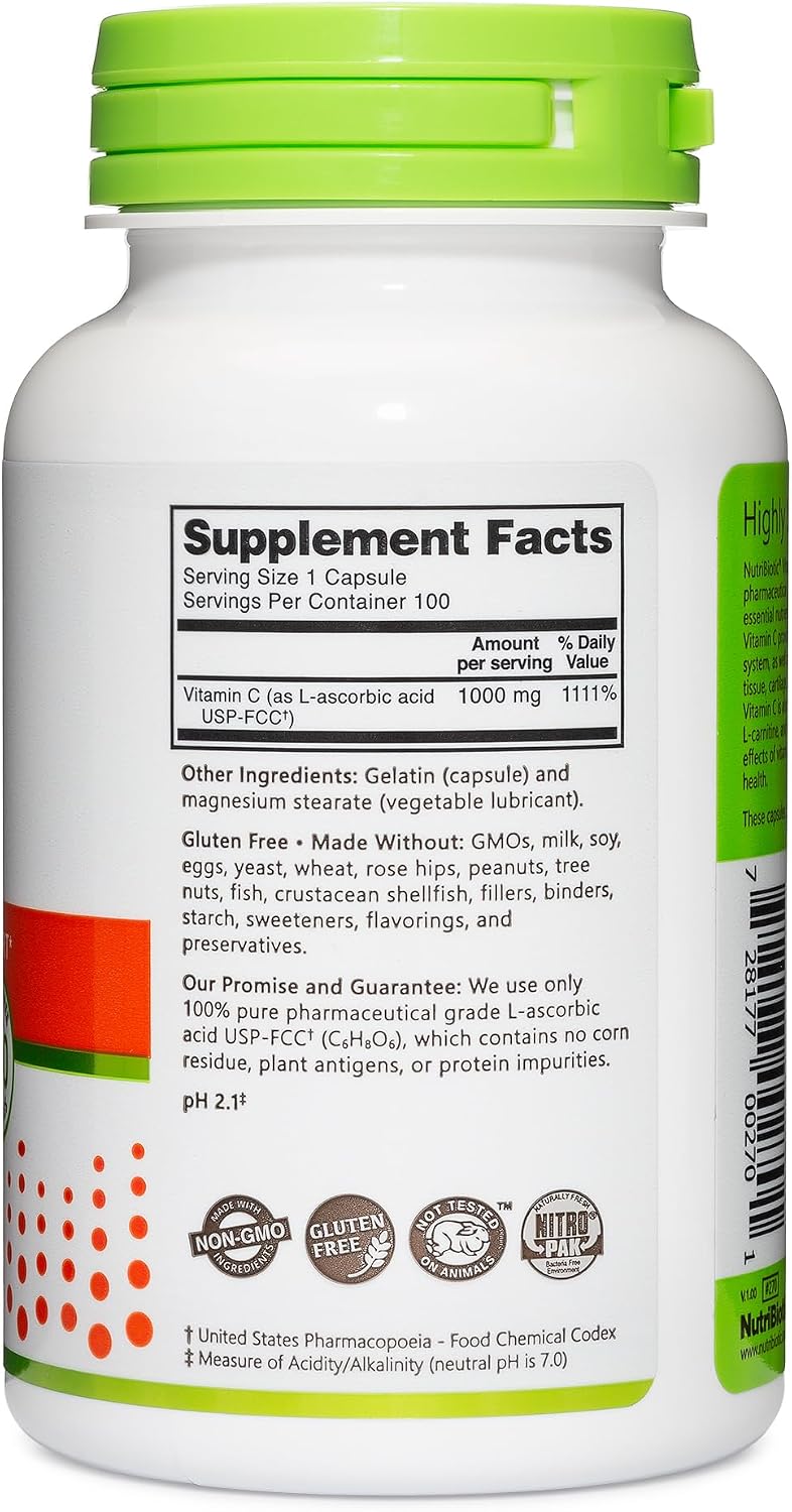 NutriBiotic Vitamin C 1000 mg Capsules, 100 Capsules - görsel 3