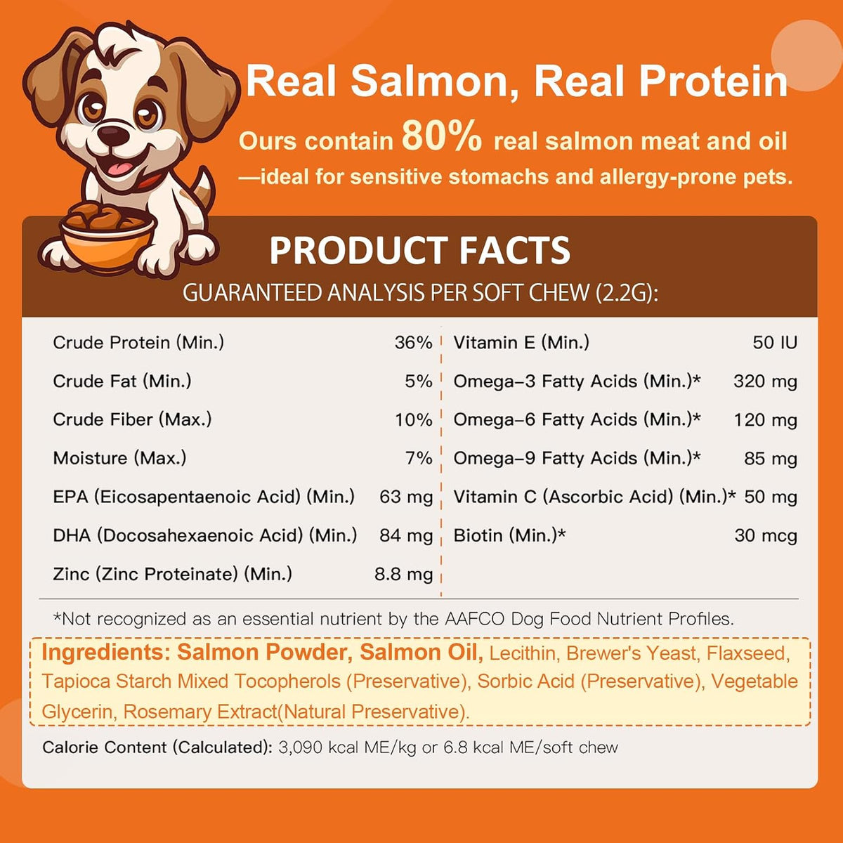 NATURE TARGET Omega-3 Fish Oil for Dogs, Salmon Flavour - 120 Soft Chews with EPA, DHA, Zinc, Biotin, Vitamin E and C - görsel 7