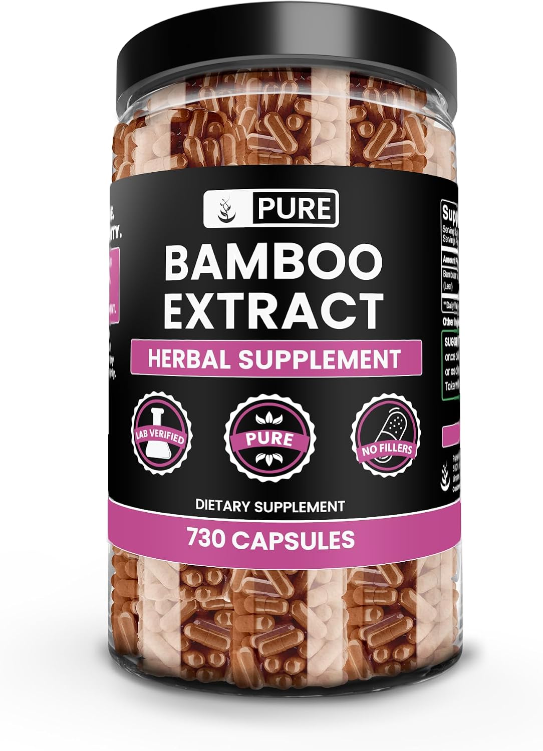 Pure Original Ingredients Bamboo Extract - 730 Capsules, Single Ingredient, No Fillers, Lab Verified - görsel 1