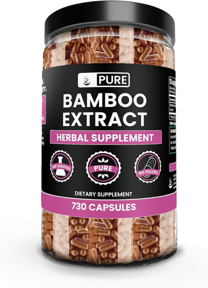 Pure Original Ingredients Bamboo Extract - 730 Capsules, Single Ingredient, No Fillers, Lab Verified
