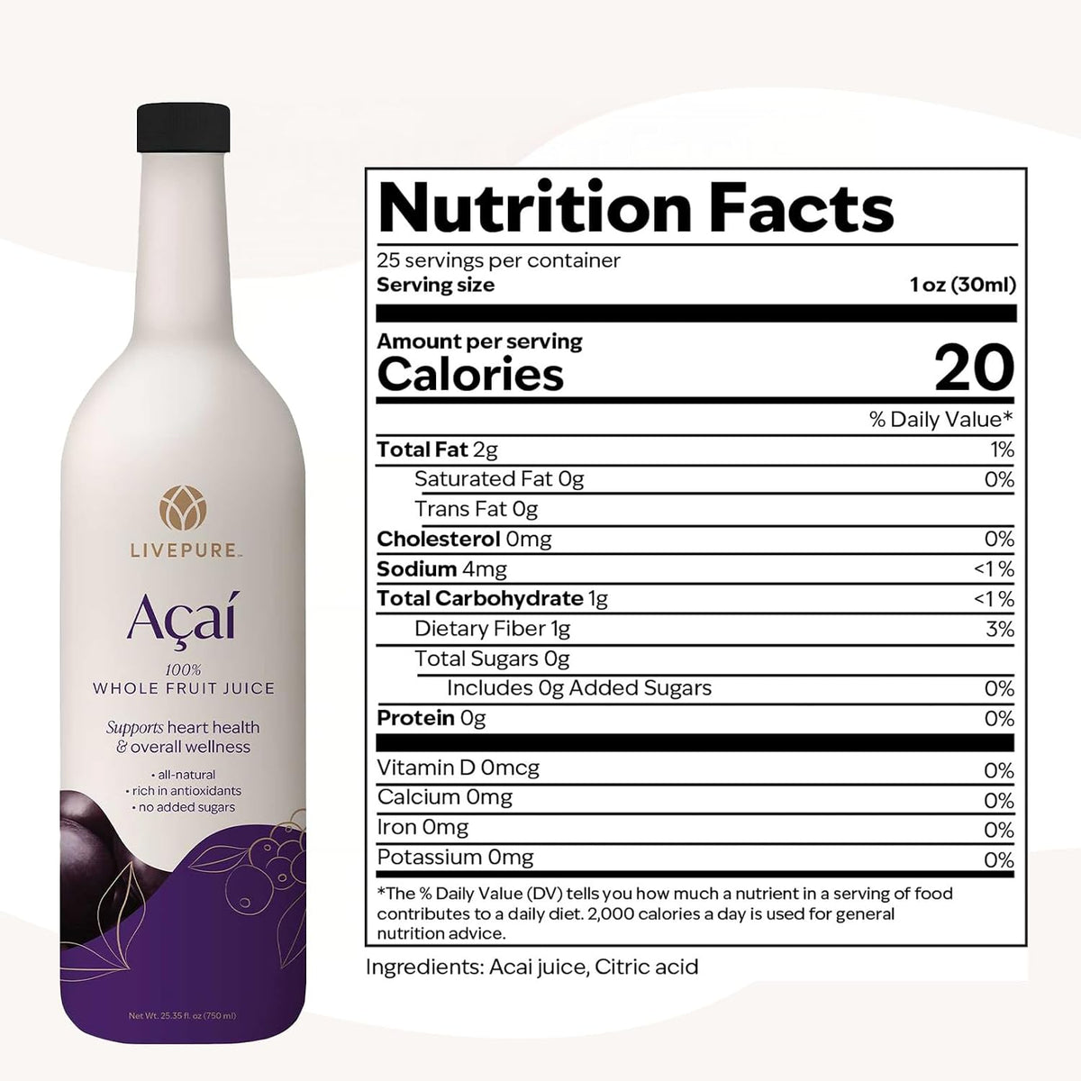 Pure 100% Acai Superfruit Juice (750 ml) - görsel 2