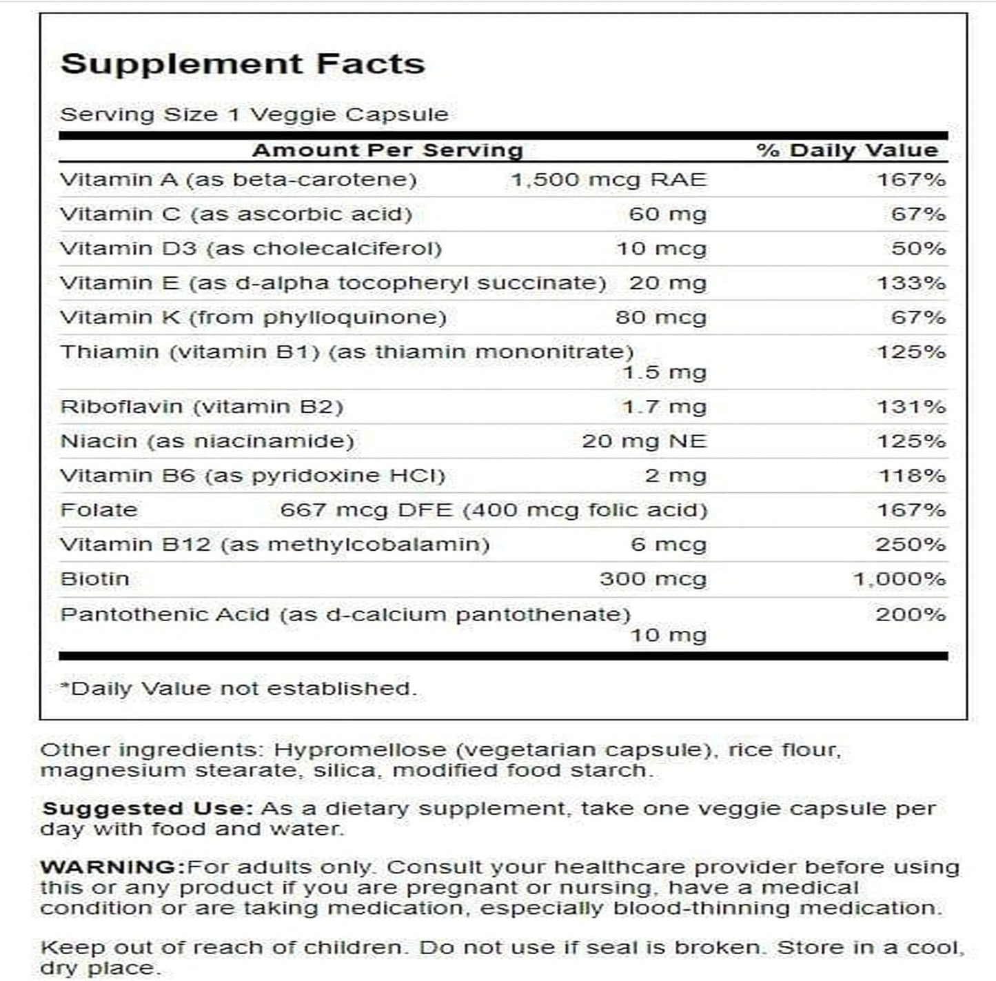 Swanson Daily Multivitamin Without Minerals - 30 Veg Capsules - görsel 2