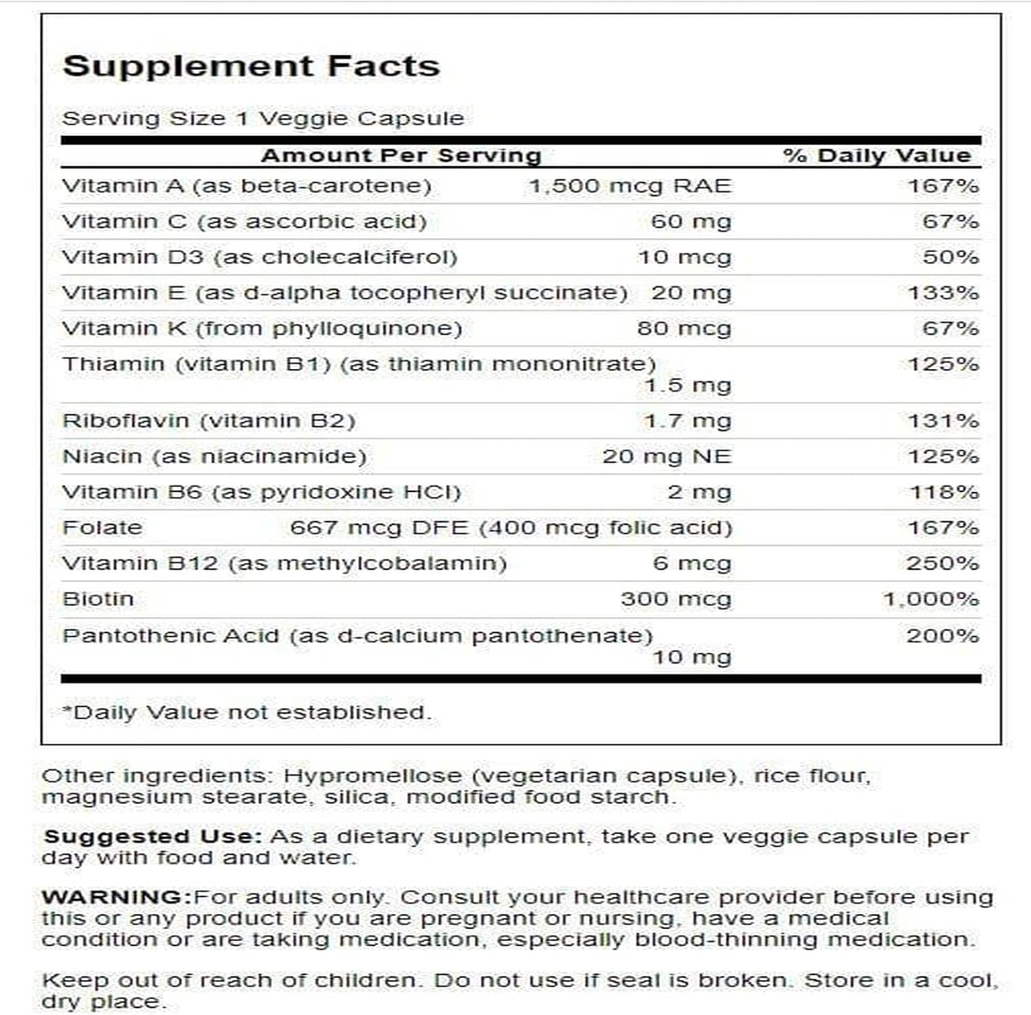 Swanson Daily Multivitamin Without Minerals - 30 Veg Capsules - görsel 2