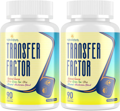 Transfer Factor 1800mg | Colostrum and Egg Yolk Extracts with Zinc and Selenium | Immune and Cognitive Support | 90 Capsules