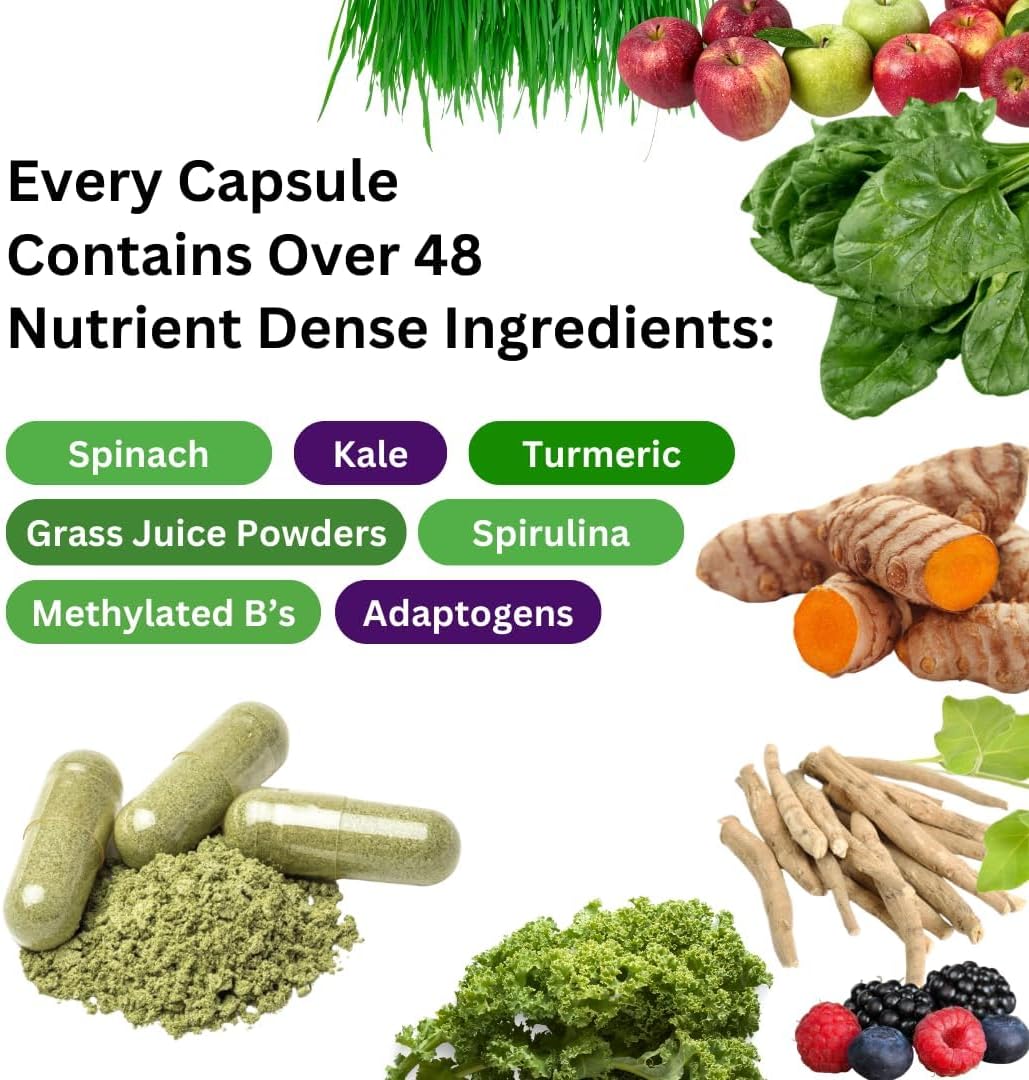 Paradise Herbs Earth's Blend Once Daily Multivitamin, No Iron, 48 Organic Superfoods, Probiotics, Antioxidants, Vitamins A, B12, C, D, K2, 120 Capsules - görsel 2