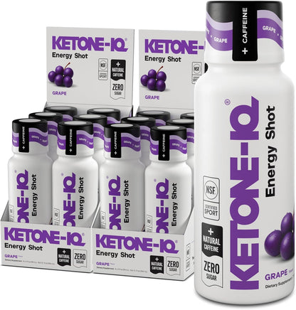 Ketone-IQ Caffeine Energy Shots – 5g Ketones, 100mg Green Tea Caffeine, B Vitamins, 24 Pack (Peach)