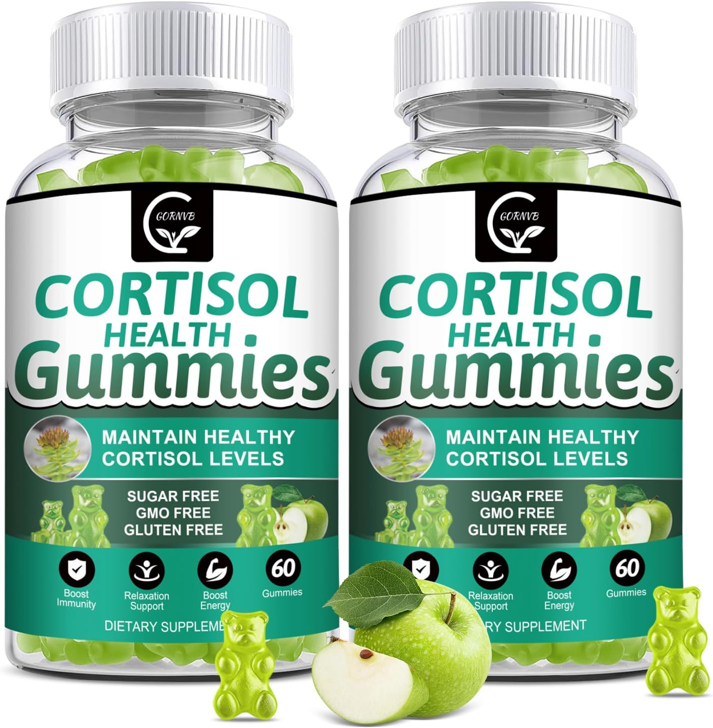GORNVB Cortisol Gummies, Cortisol Supplement for Women with Magnesium, Ashwagandha, Rhodiola, Phosphatidylserine, L-Theanine, Black Pepper, Vitamin C & B6 - Relaxation, Focus, Sleep Support - 2 Pack - görsel 1