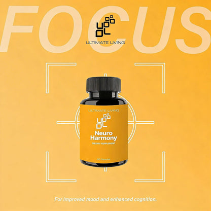 Neuro Harmony - Focus, Concentration and Mood Support - Non-GMO, Vegan, Gluten-Free - 60 Capsules
