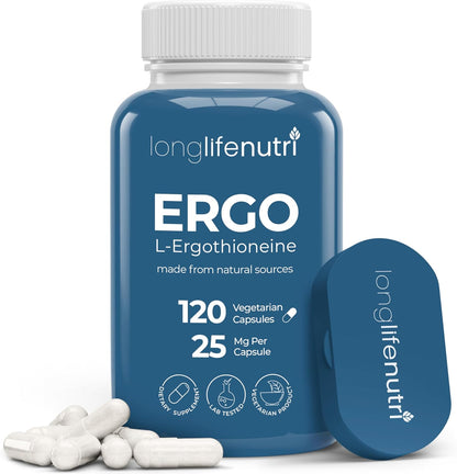 L-Ergothioneine 25 mg - 120 Vegetarian Capsules - Antioxidant Supplement for Wellbeing