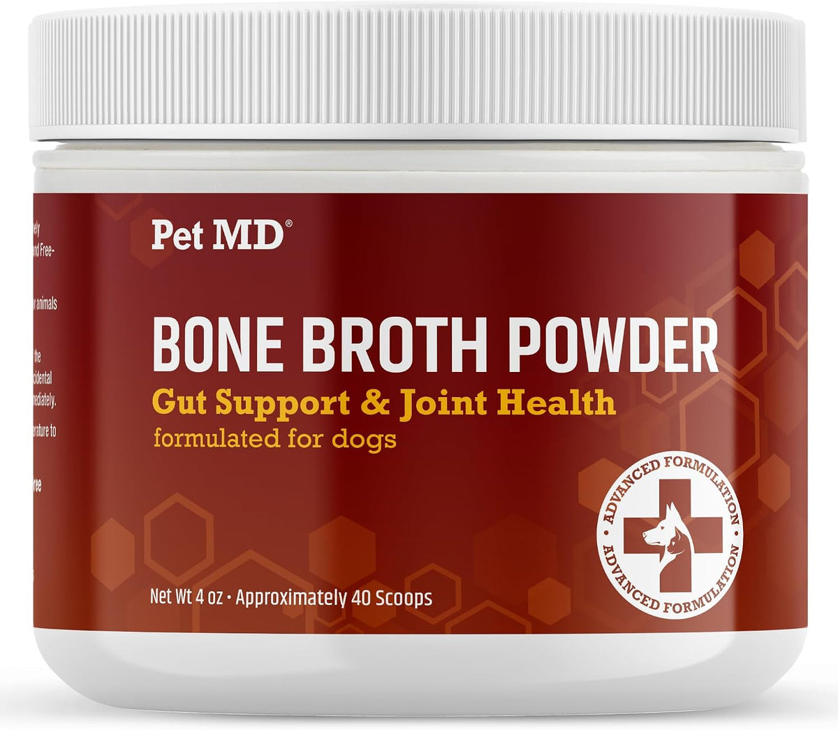 Pet MD Bone Broth for Dogs - Dog Food Topper with Vitamins, Amino Acids, Joint and Digestion Support - Made from Grade A Free Range Elk Bone Powder, 113g (4 oz) - görsel 1