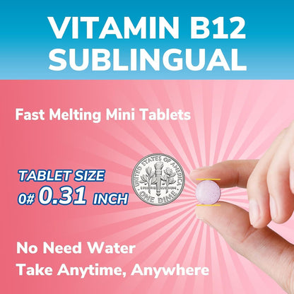 Vitalibre Vitamin B12 Sublingual 5000 mcg Methylcobalamin – Vegan, Peach Flavour, 120 Fast Dissolve Tablets
