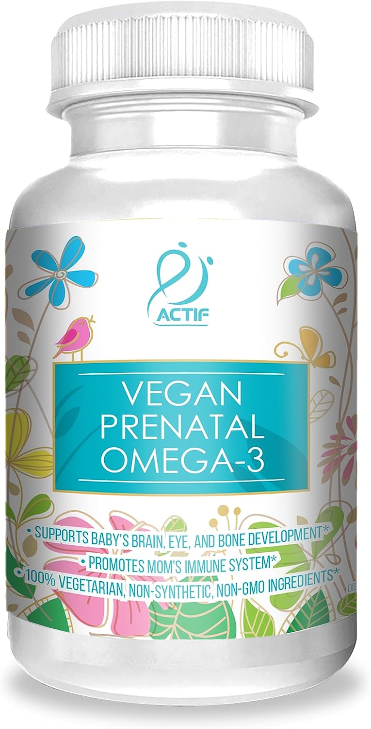 Actif Organic Vegan Prenatal Omega-3 - High Strength Algae Oil, 90 Softgels - görsel 1