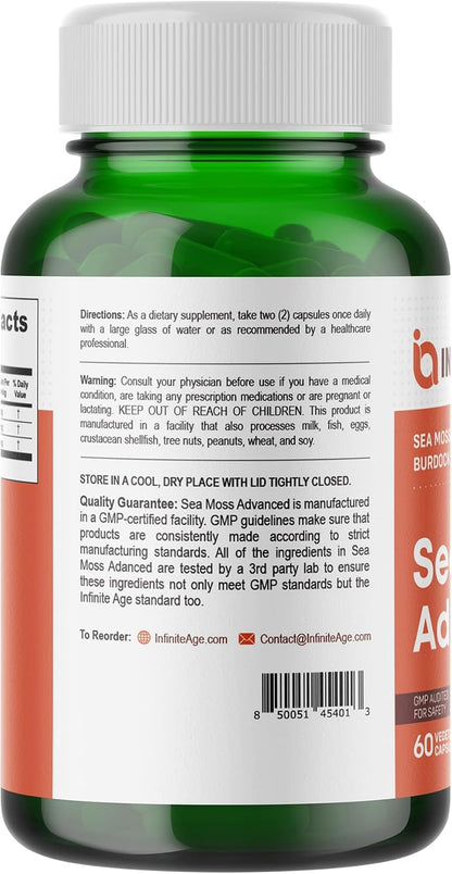 INFINITE AGE 1250mg Sea Moss Advanced Superfood Capsules - 60 Count