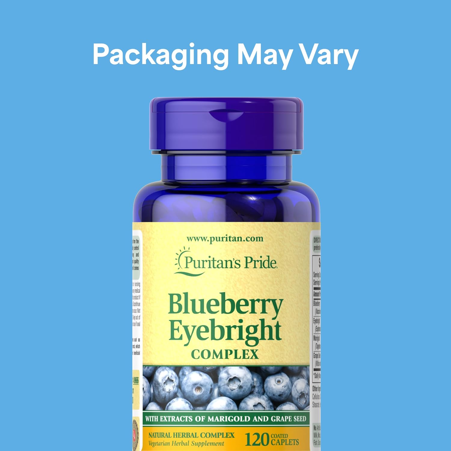 Puritan's Pride Premium Blueberry Eyebright Complex – 120 Coated Caplets - görsel 2