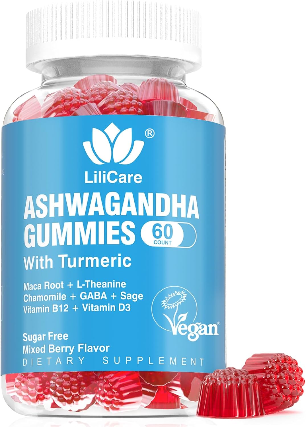 Organic Ashwagandha Gummies 2000mg - Vegan, Non-GMO, Gluten-Free - 60 Count - görsel 1