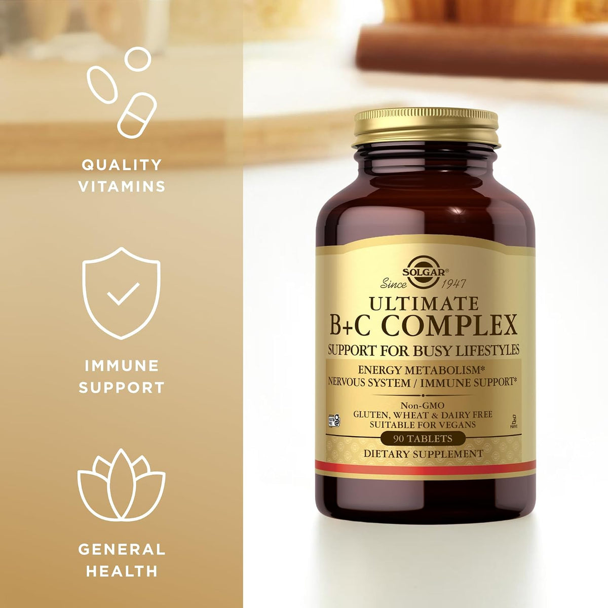 Ultimate B+C Complex Stress Formula 90 Tablets by Solgar - görsel 4