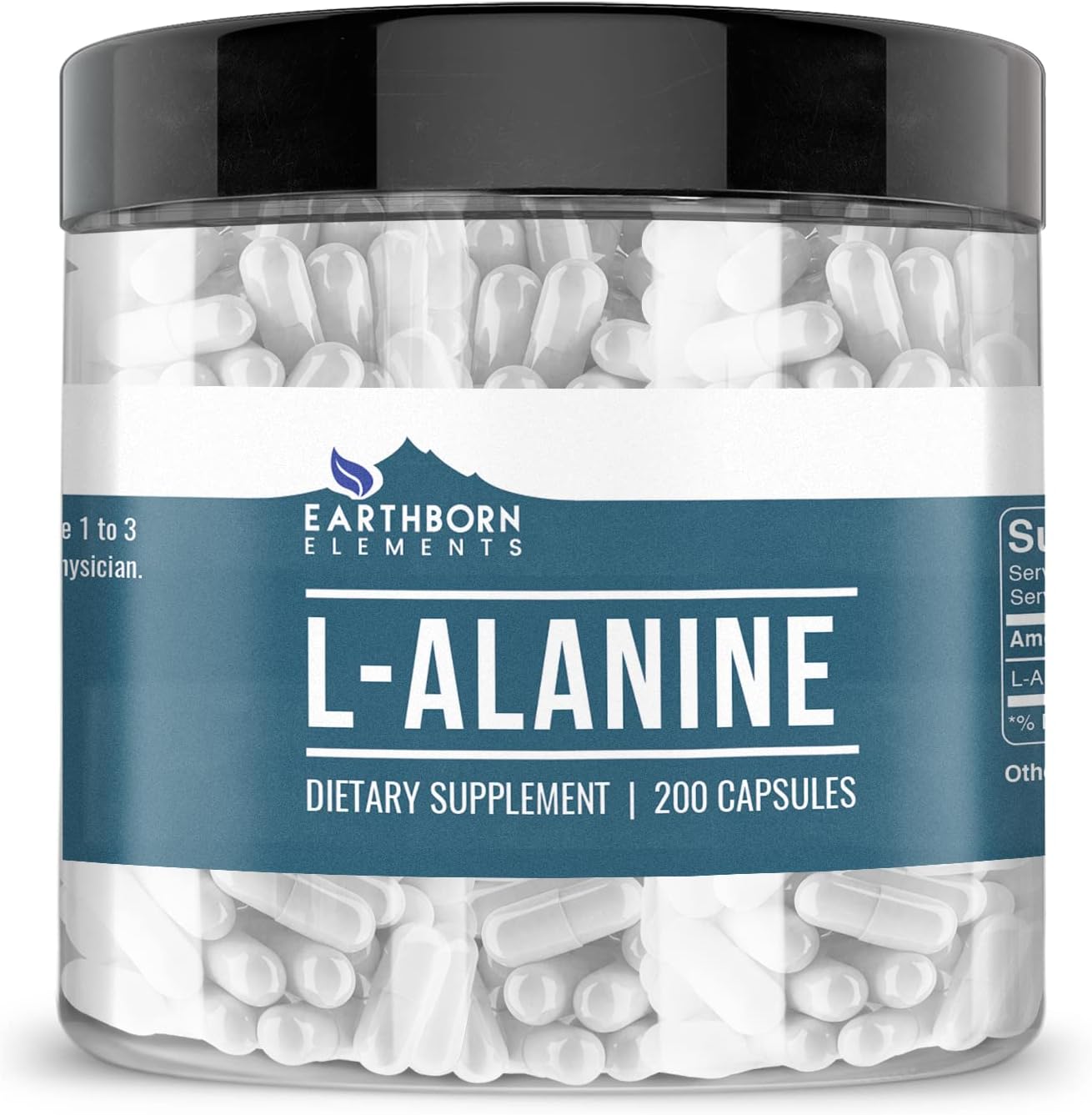 Earthborn Elements L-Alanine 200 Gelatine Capsules, Pure & Undiluted, No Additives - görsel 1
