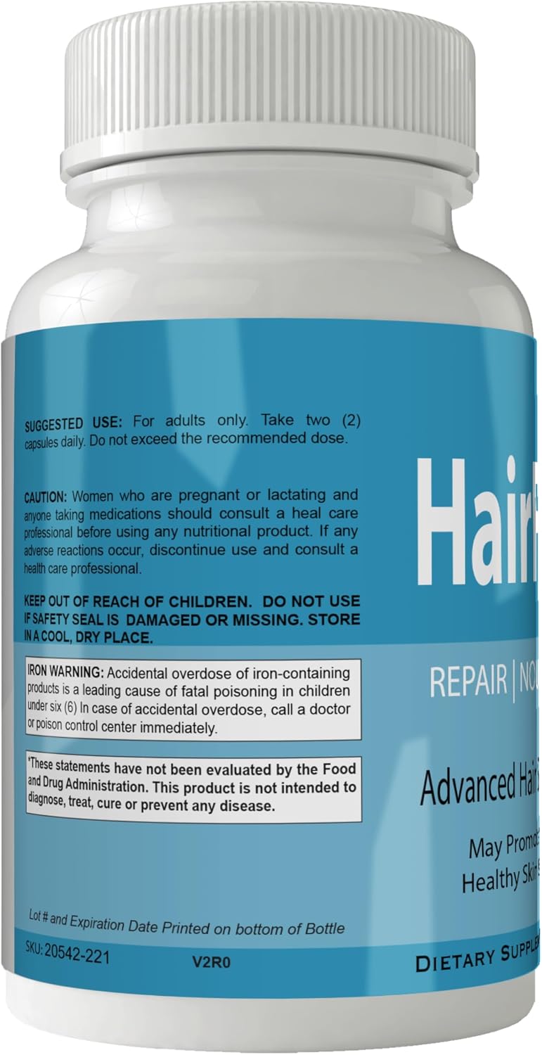 Hairfortin Advanced Hair Growth Vitamins and Minerals – Extra Strength Formula for Hair, Skin, and Nails with Biotin – Gluten-free, 60 Capsules - görsel 3