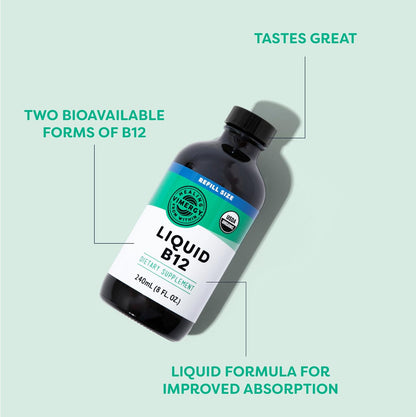 Vimergy Liquid B12 – Fast-Absorbing Organic Vegan B12 Supplement – 240 Servings (240 ml)
