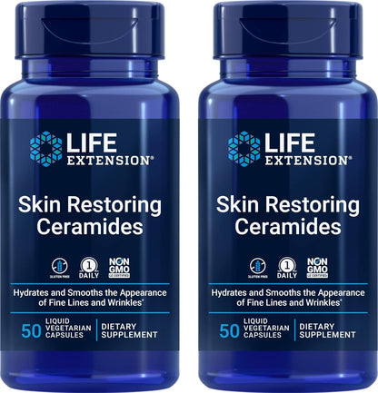 Life Extension Skin Restoring Ceramides, 100 Liquid Vegetable Capsules (2-Pack)