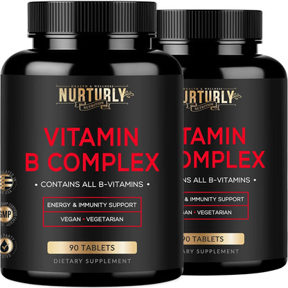 NURTURLY Super B Complex: All Essential B Vitamins for Energy and Immunity – 180 Tablets