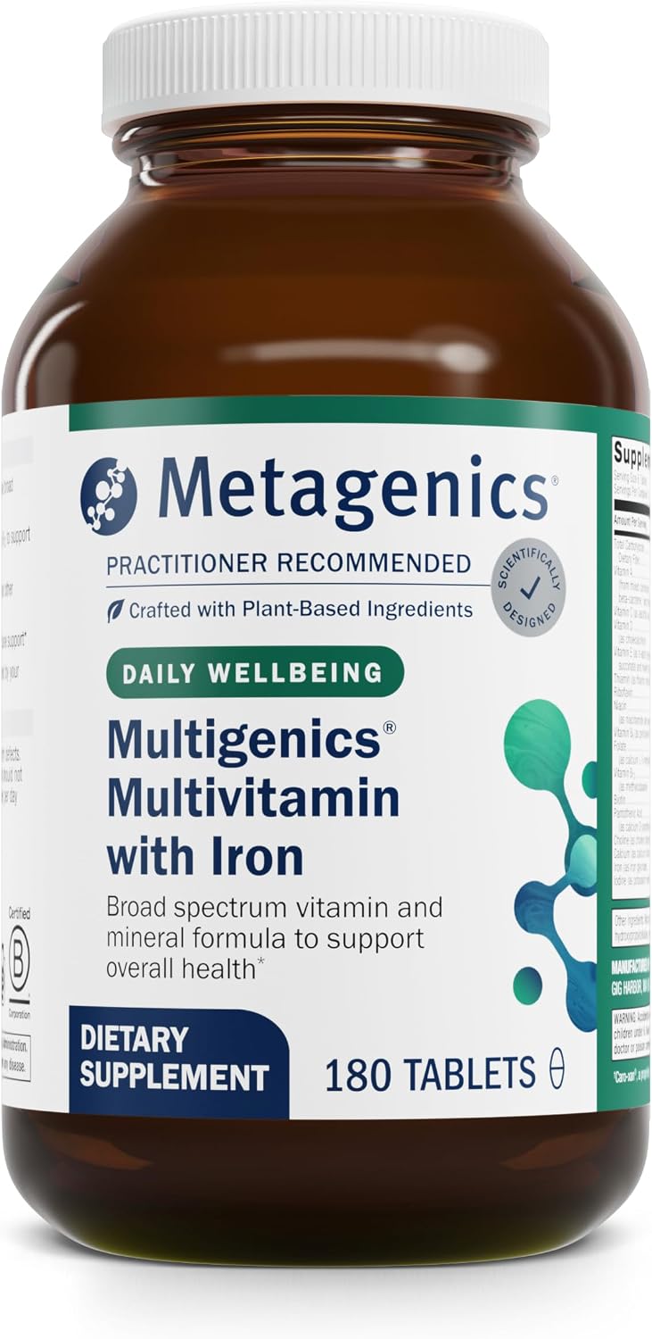 Metagenics Multigenics Multivitamin with Iron - Daily Multimineral Formula for Bone Health, Homocysteine Metabolism and Antioxidant Support - Contains B Vitamins, Calcium, Zinc and Folate - 180 Tablets - görsel 1