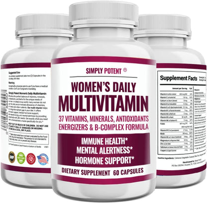 Simply Potent Women's Multivitamin – 37 Vitamins & Minerals with Biotin & Green Tea Extract (60 Capsules)