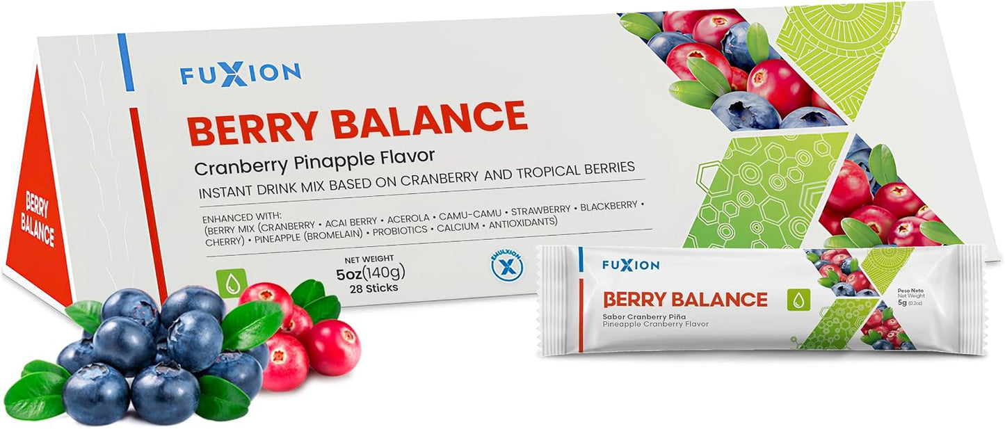 FuXion Berry Balance – Urinary Tract Support Drink | Probiotic & Antioxidant Blend | Mixed Berry | 28 Sticks - görsel 1