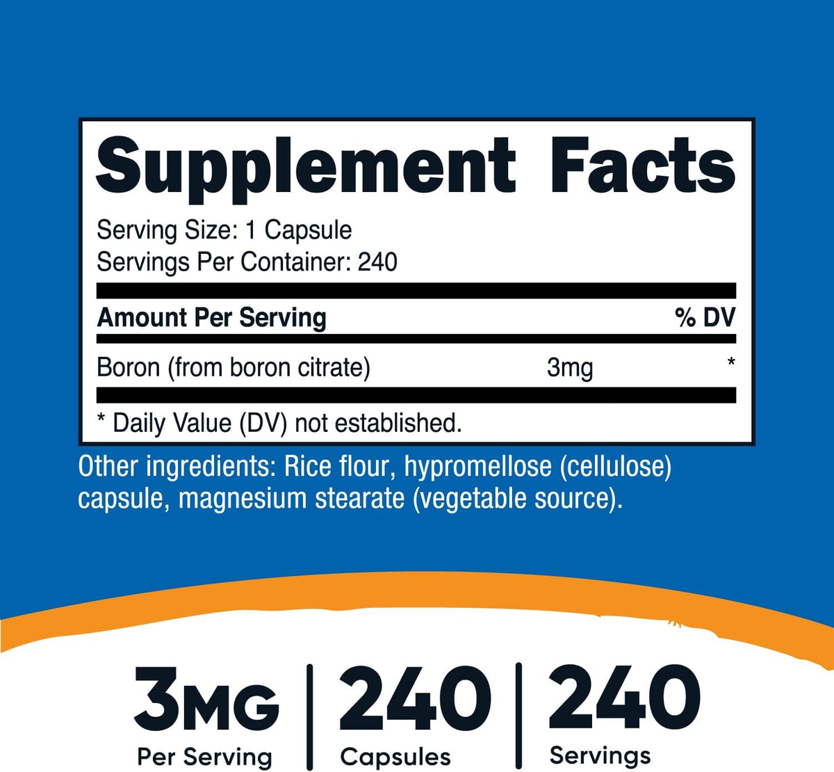 Nutricost Boron 3mg Food Supplement - 240 Vegetarian Capsules, Gluten-free & Non-GMO - görsel 2