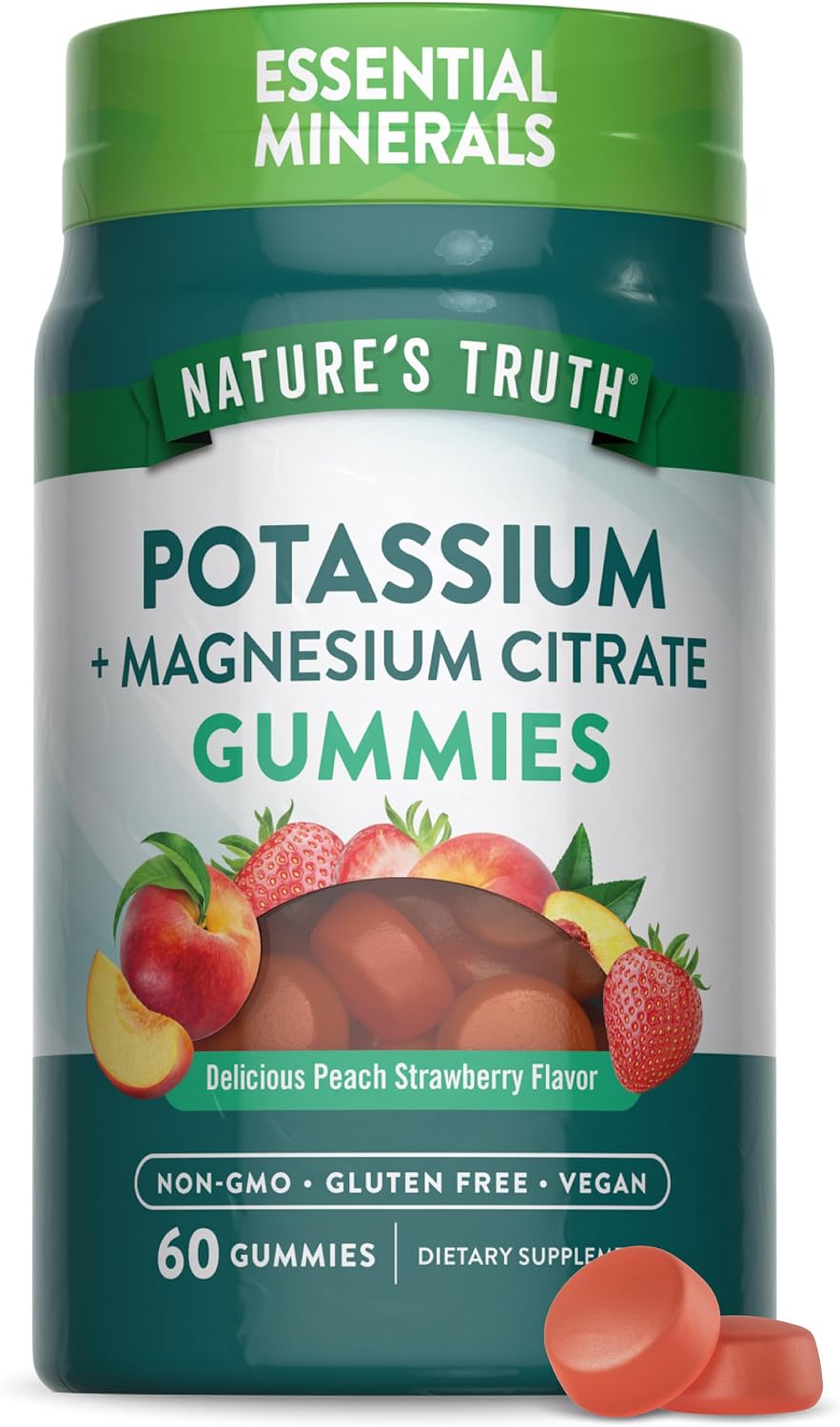 Nature's Truth Potassium Magnesium Citrate Gummies (60 Count) - Vegan, Non-GMO, Gluten-free Supplement - görsel 1
