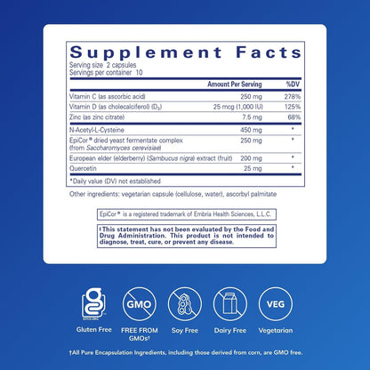 Pure Encapsulations PureDefense with NAC – Immune and Respiratory Support – 20 Capsules