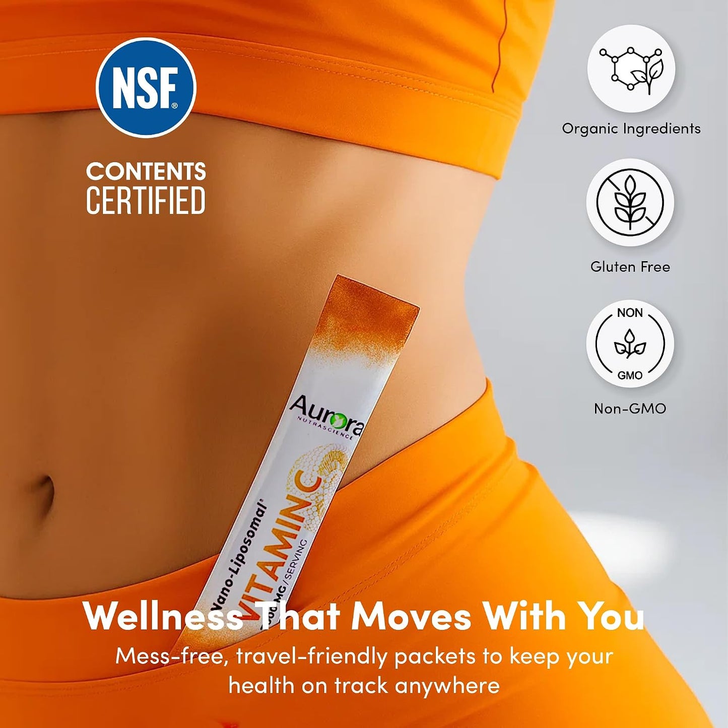 Aurora Nutrascience Nano-Pack Liposomal Vitamin C Powder Drink Mix - 3000 mg, Orange, 30 Sachets - görsel 8