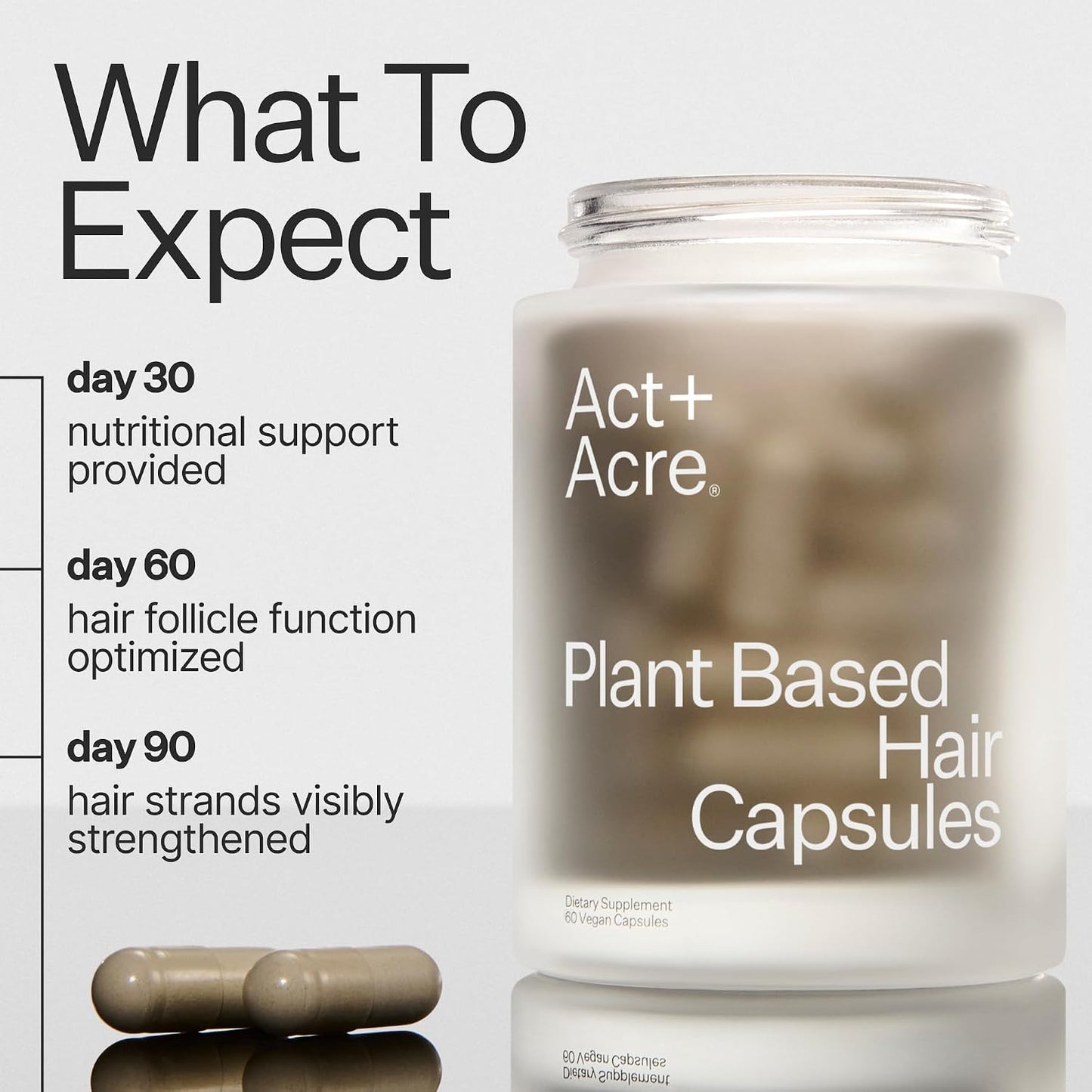 ACT+ ACRE Thick + Full Hair Capsules | Hair Supplement for Thicker, Fuller-Looking Hair | Bamboo, Horsetail, Biotin, Vitamin C | Vegan, Gluten-Free | 60 Capsules - görsel 2