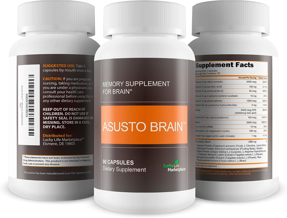 Asusto Brain Supplement – Natural Memory and Focus Support Nootropic - görsel 4