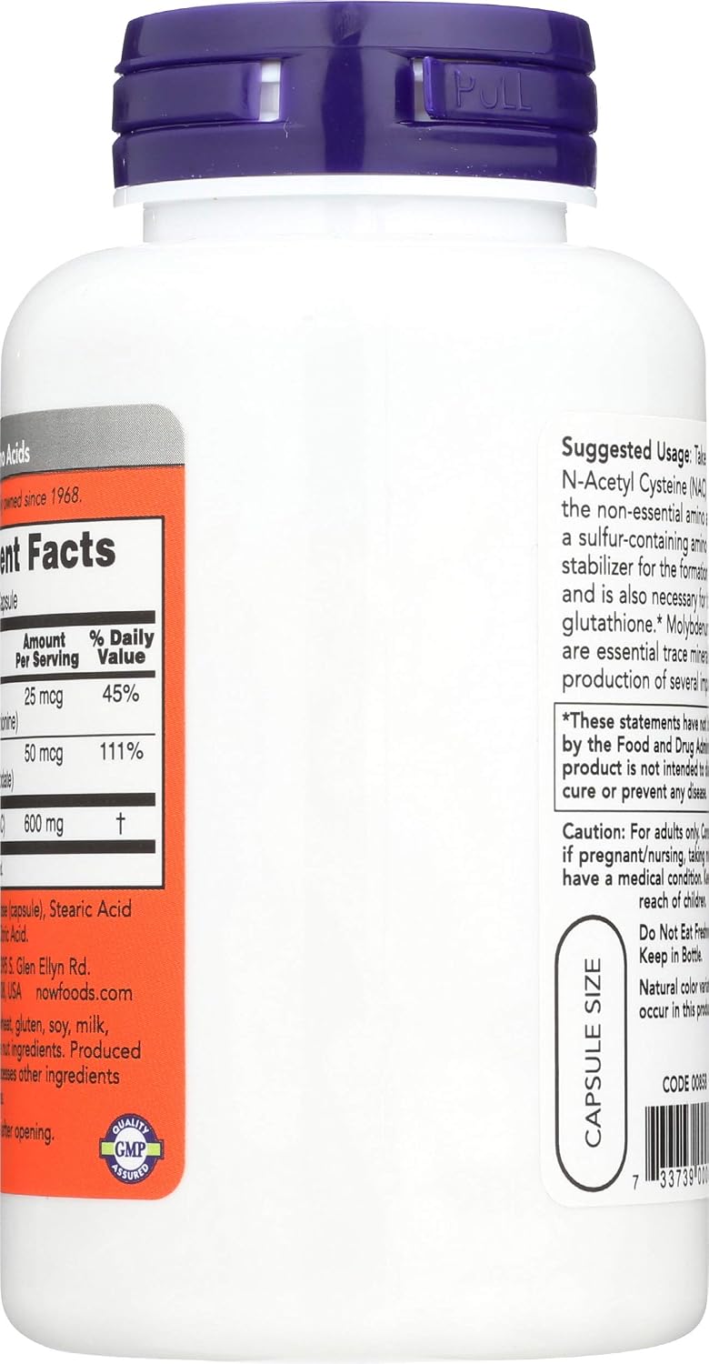 NOW Foods NAC 600mg, 100 Capsules - görsel 2