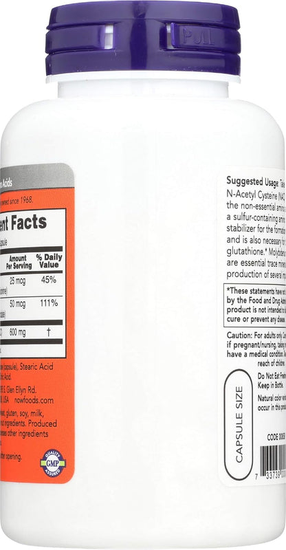 NOW Foods NAC 600mg, 100 Capsules