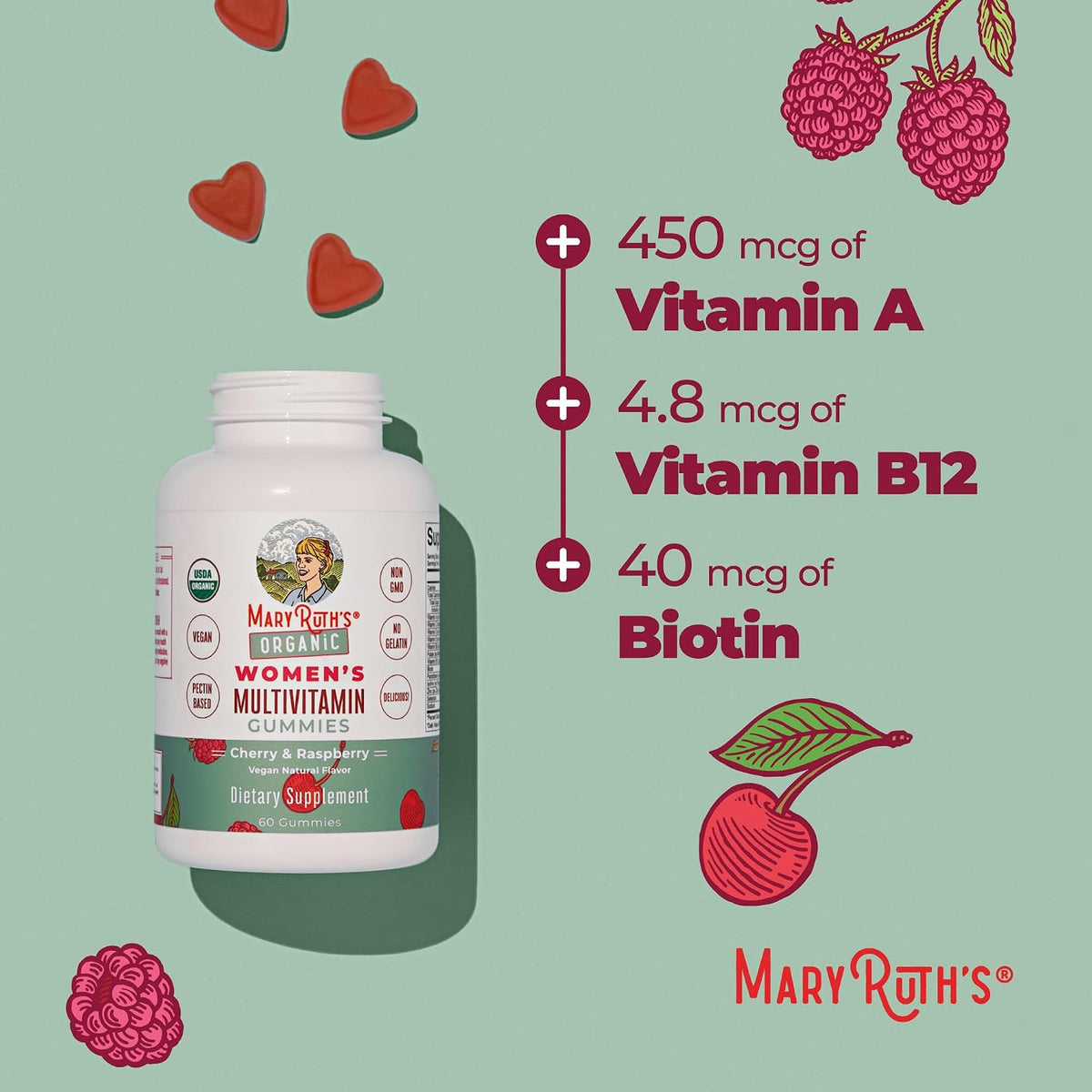 MaryRuth's Multivitamin Gummies for Women, Ages 14+, 60 Gummies - görsel 8